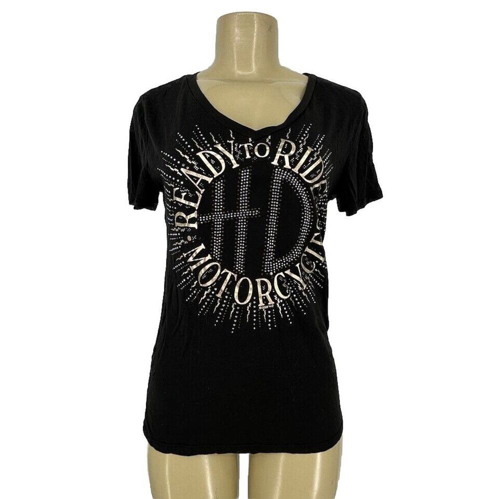 Women Small Vintage 2000's Harley Davidson Ready To Ride Short Sleeve D4